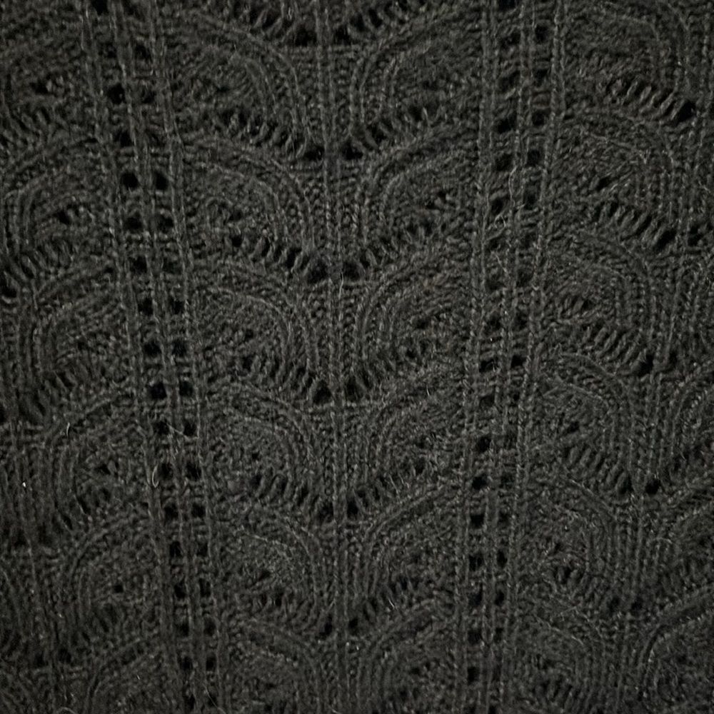 RACHEL PARCELL Black Pointelle Ruffle Lacy Knit Pullover Sweater, Size XL - Picture 8 of 11